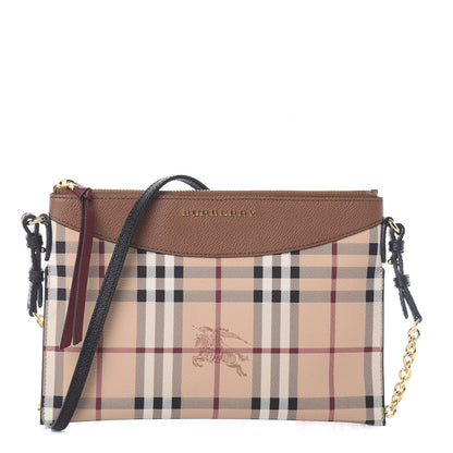 Burberry Haymarket Check Peyton Crossbody Clutch Bag Toffee 1 of 8