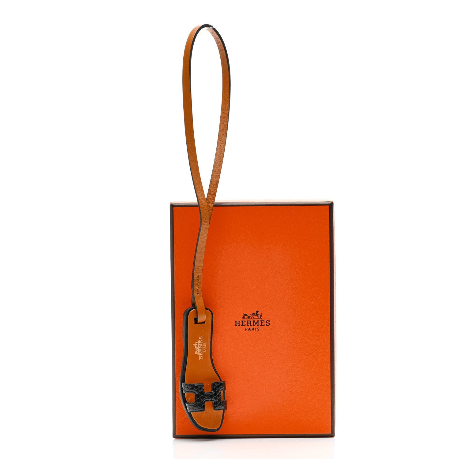 Hermes Lizard Butler Calfskin Hunter Oran Nano Bag Charm Black 5 of 5