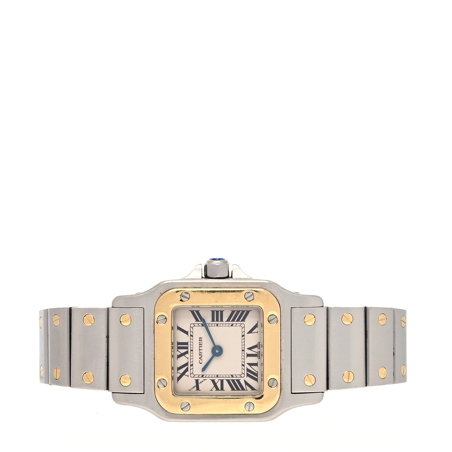 Cartier Stainless Steel 18K Yellow Gold 24mm Santos De Cartier Galbee Quartz Watch 2 of 5