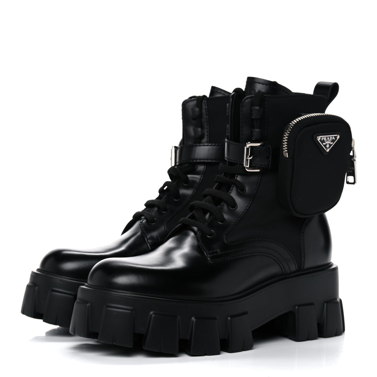 Spazzolato Rois Nylon Metal Triangle Logo Monolith Pouch Pocket 55mm Boots 37 Black