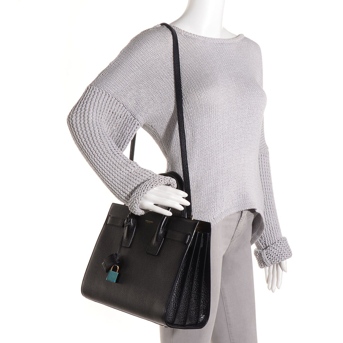 Grained Calfskin Small Sac De Jour Black