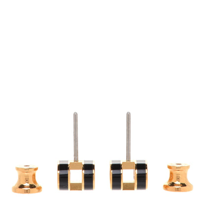 Hermes Gold Lacquered Mini Pop H Earrings Black 3 of 6