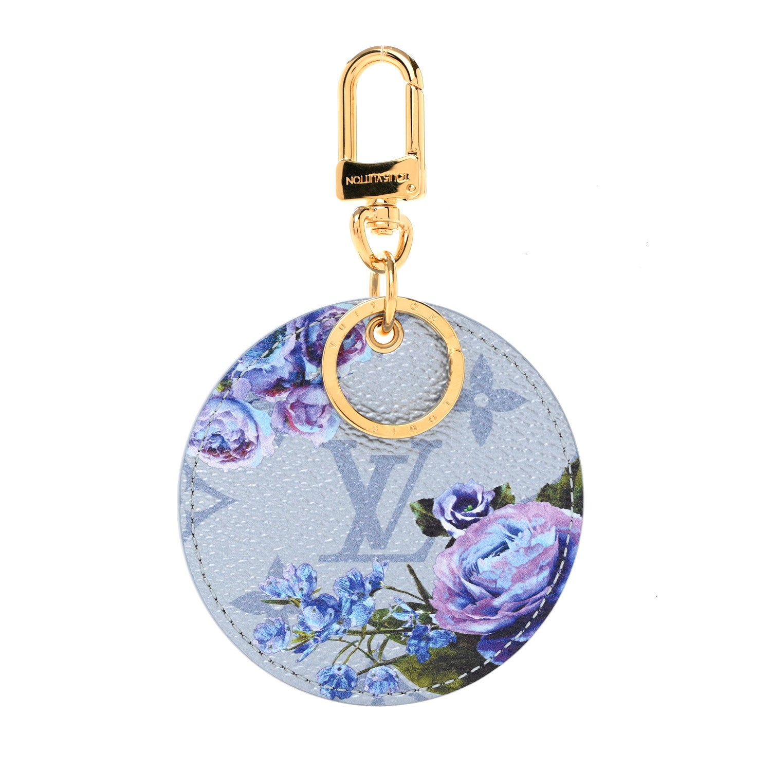 Louis Vuitton Metallic Monogram LV Garden Illustre Bag Charm Key Ring Blue 1 of 5