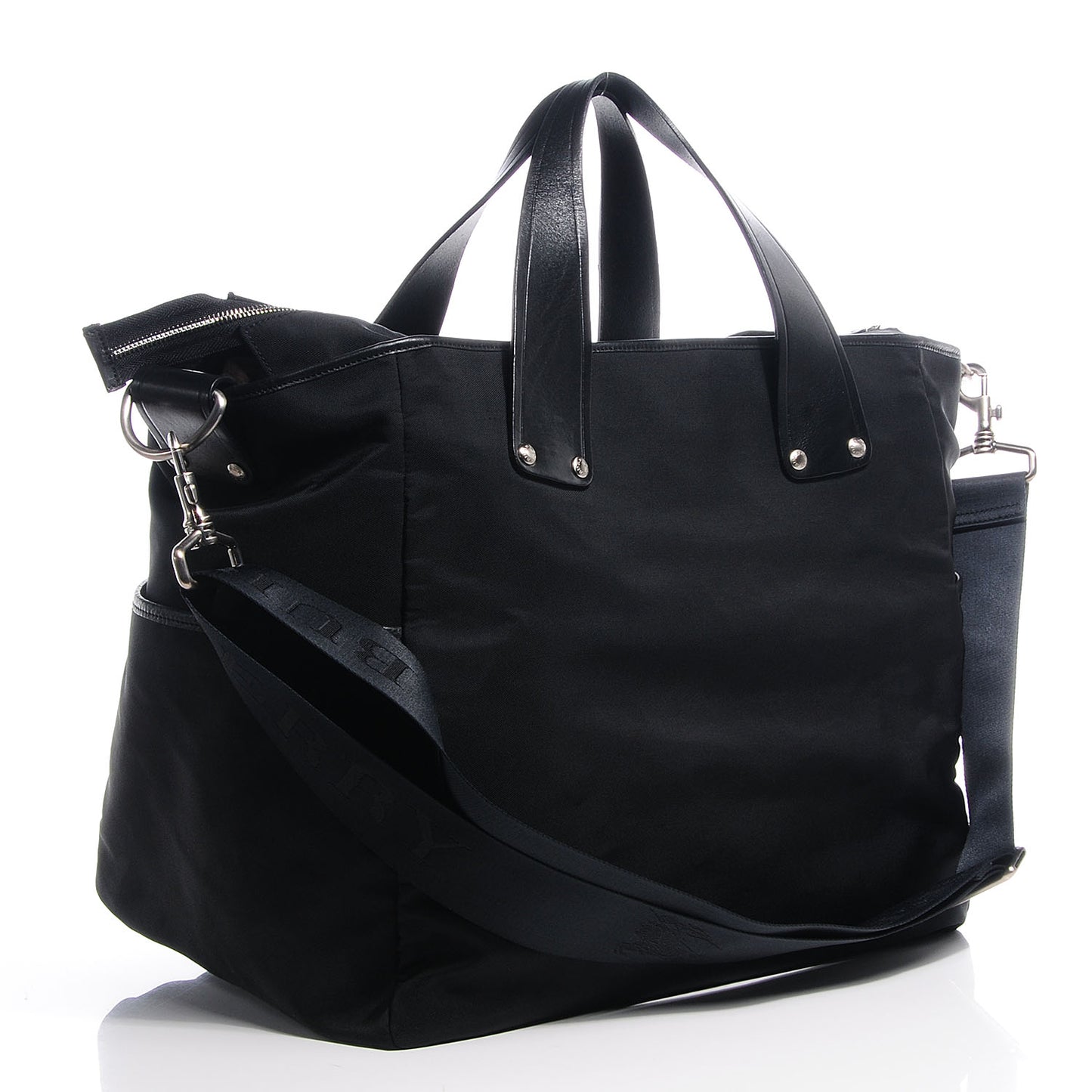 Leather Check Embossed Tote Bag Black