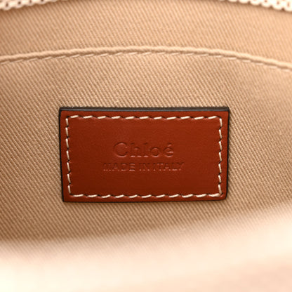 Chloe Cotton Calfskin Small Woody Ribbon Tote With Strap White Brown 6 of 10