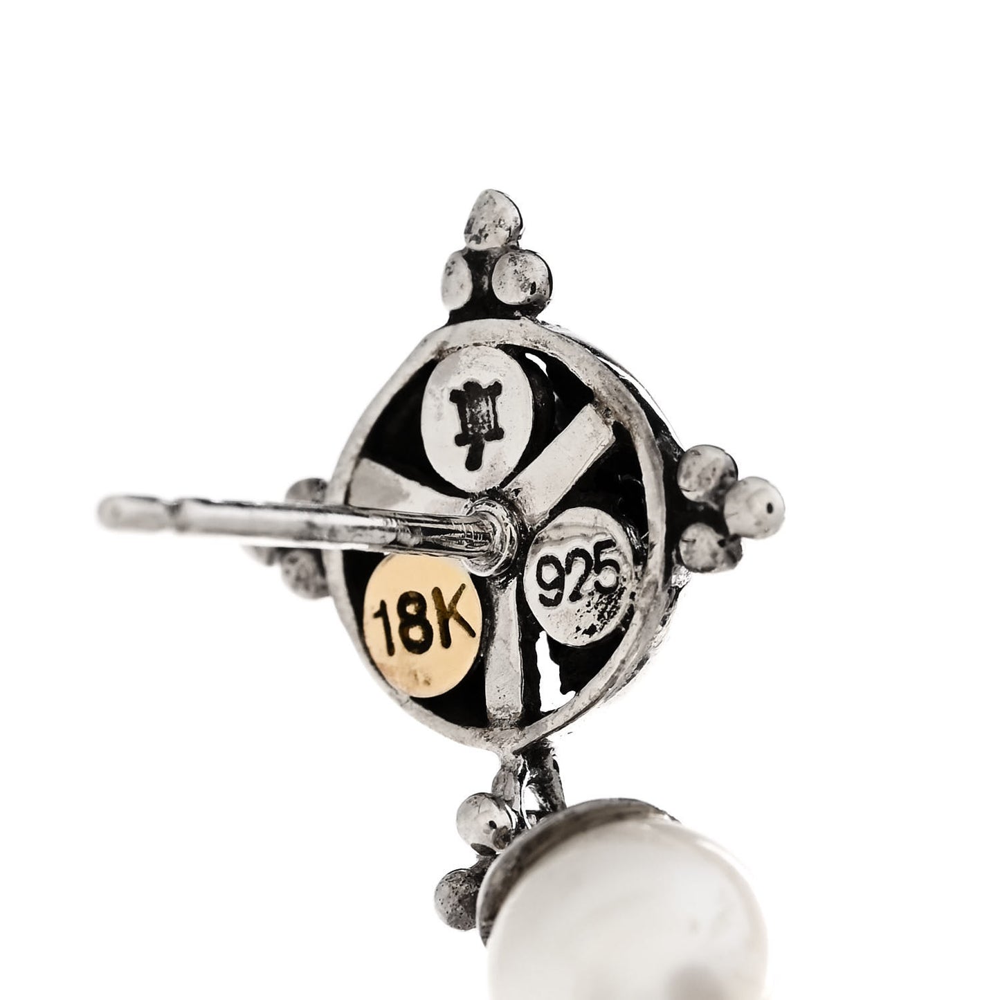 Sterling Silver 18K Yellow Gold Pearl Jaisalmer Drop Earrings