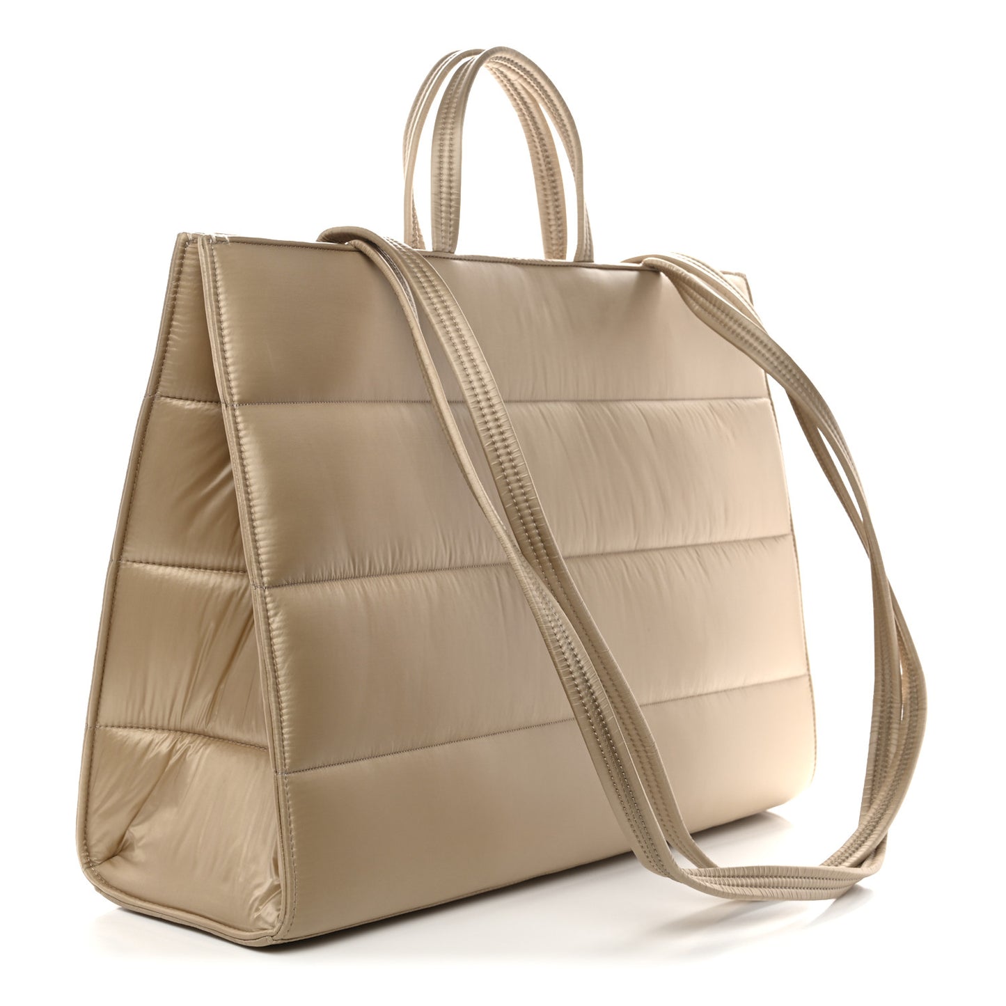 Nylon Large Puff Shopping Bag Cream