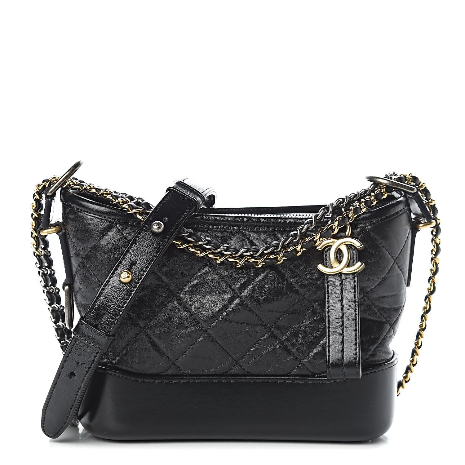 Chanel Aged Calfskin Quilted Small Gabrielle Hobo Black 1 of 11