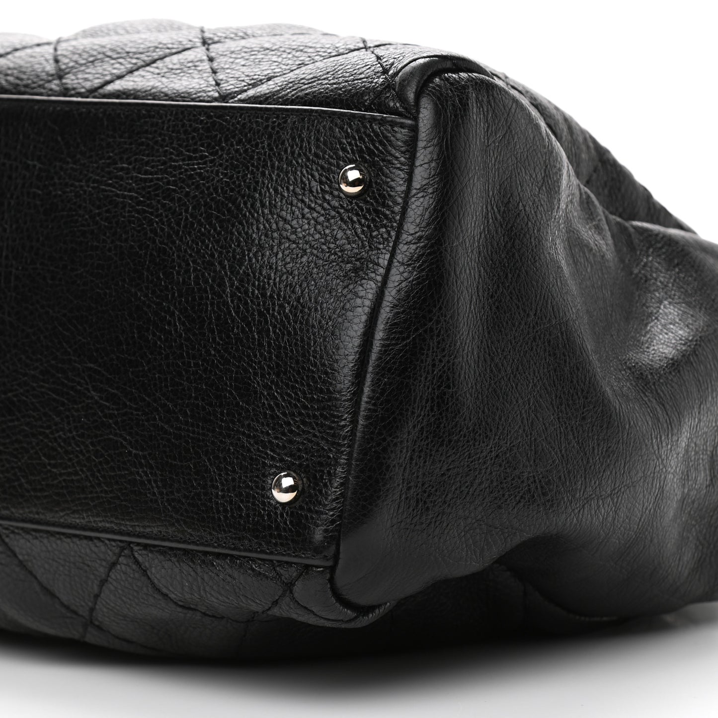 Glazed Calfskin Large On The Road Large Frame Tote Black