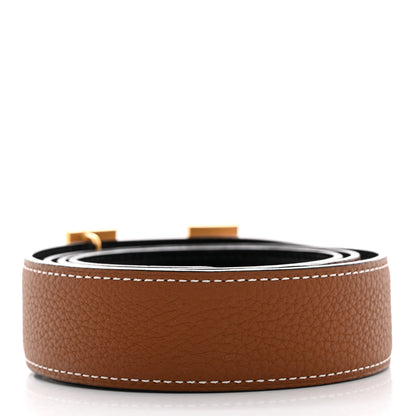 Hermes Box Togo 32mm Guilloche H Belt 90 36 Black Gold 3 of 8