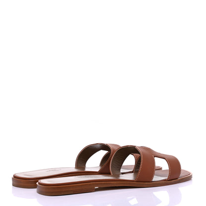 Hermes Box Calfskin Oran Sandals 41.5 Gold 4 of 9