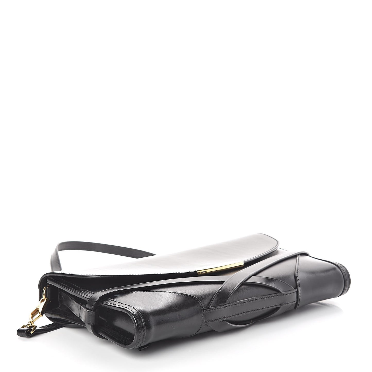 Polished Bridle Calfskin Katherine Crossbody Clutch Black