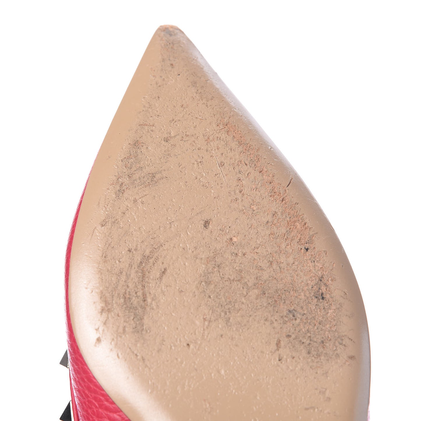 Pebbled Calfskin Rockstud Ballerina Flats 38 Deep Fuxia