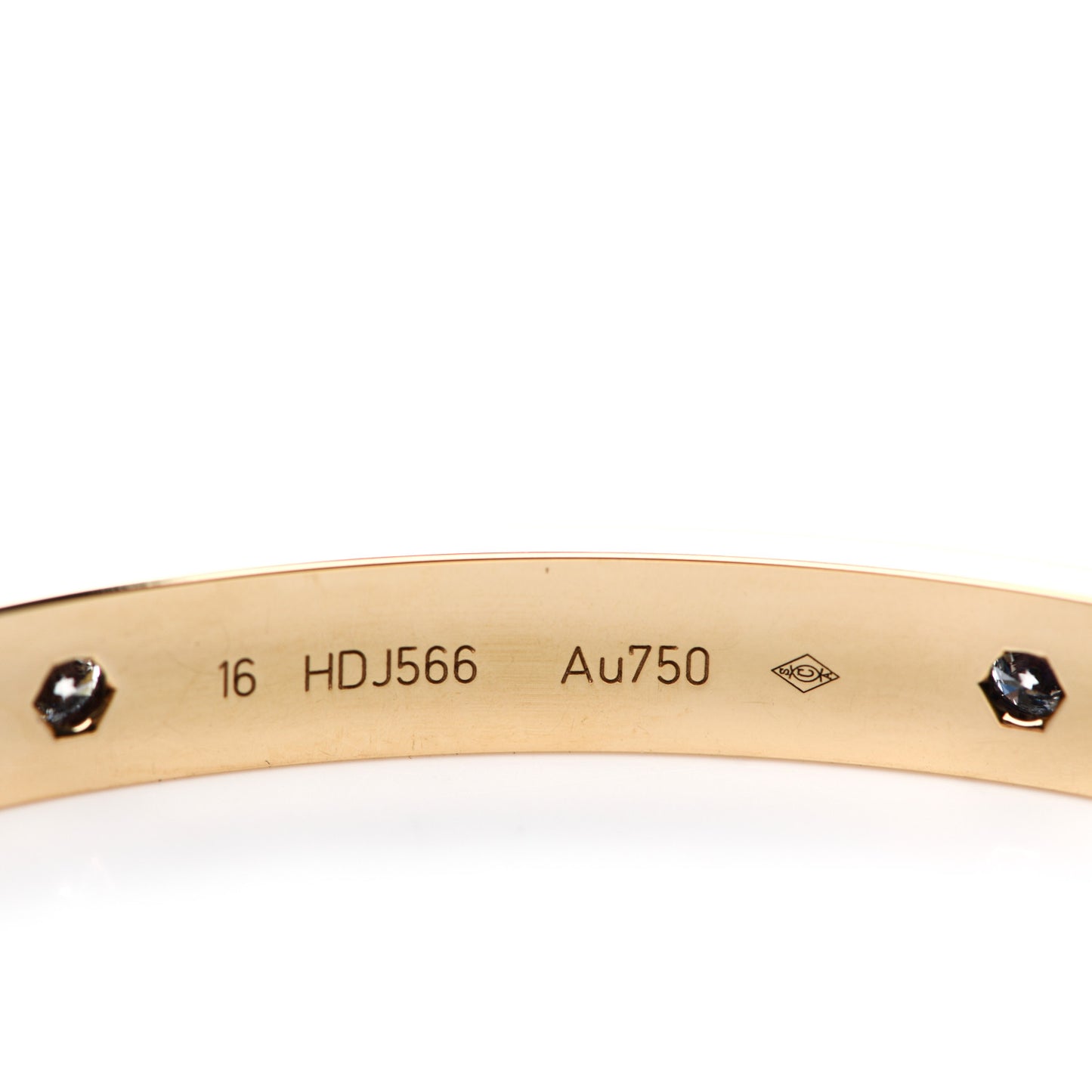 18K Yellow Gold 4 Diamond LOVE Bracelet 16