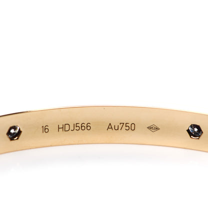 Cartier 18K Yellow Gold 4 Diamond LOVE Bracelet 16 6 of 8