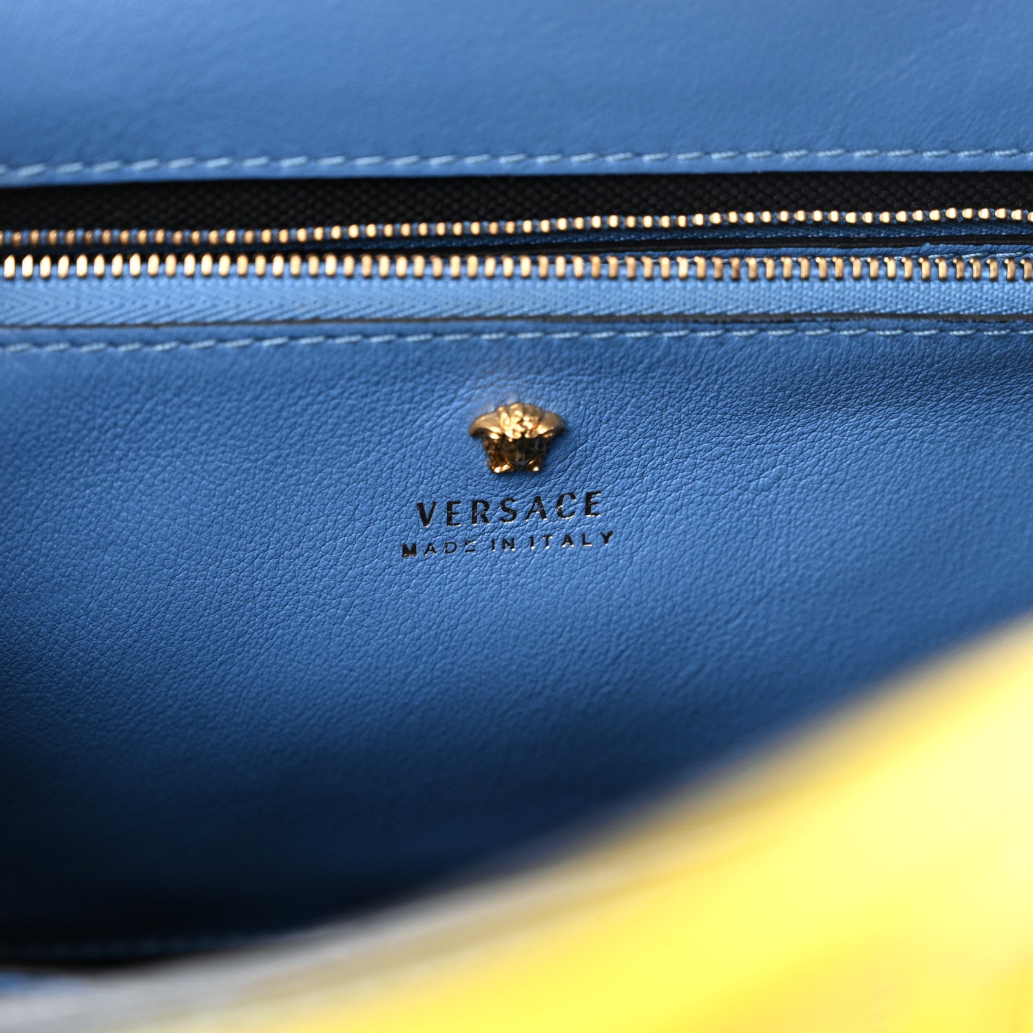 Versace Calfskin Medium Palazzo Empire Bag Blue Pink Yellow 5 of 17