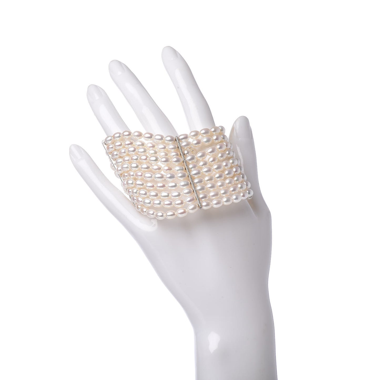 Sterling Silver Pearl 4.5mm Ziegfeld 10 Strand Bracelet