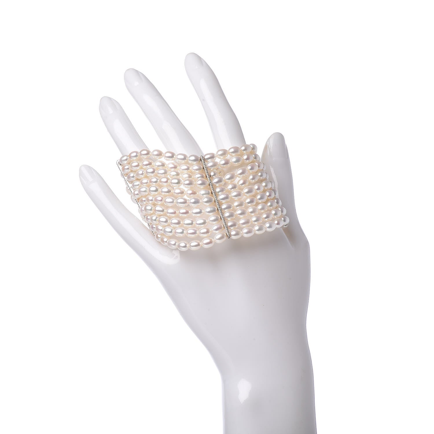 Tiffany Sterling Silver Pearl 4.5mm Ziegfeld 10 Strand Bracelet 2 of 6