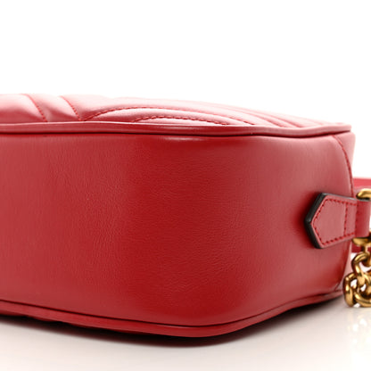 Gucci Calfskin Matelasse Small GG Marmont Chain Shoulder Bag Hibiscus Red 10 of 10