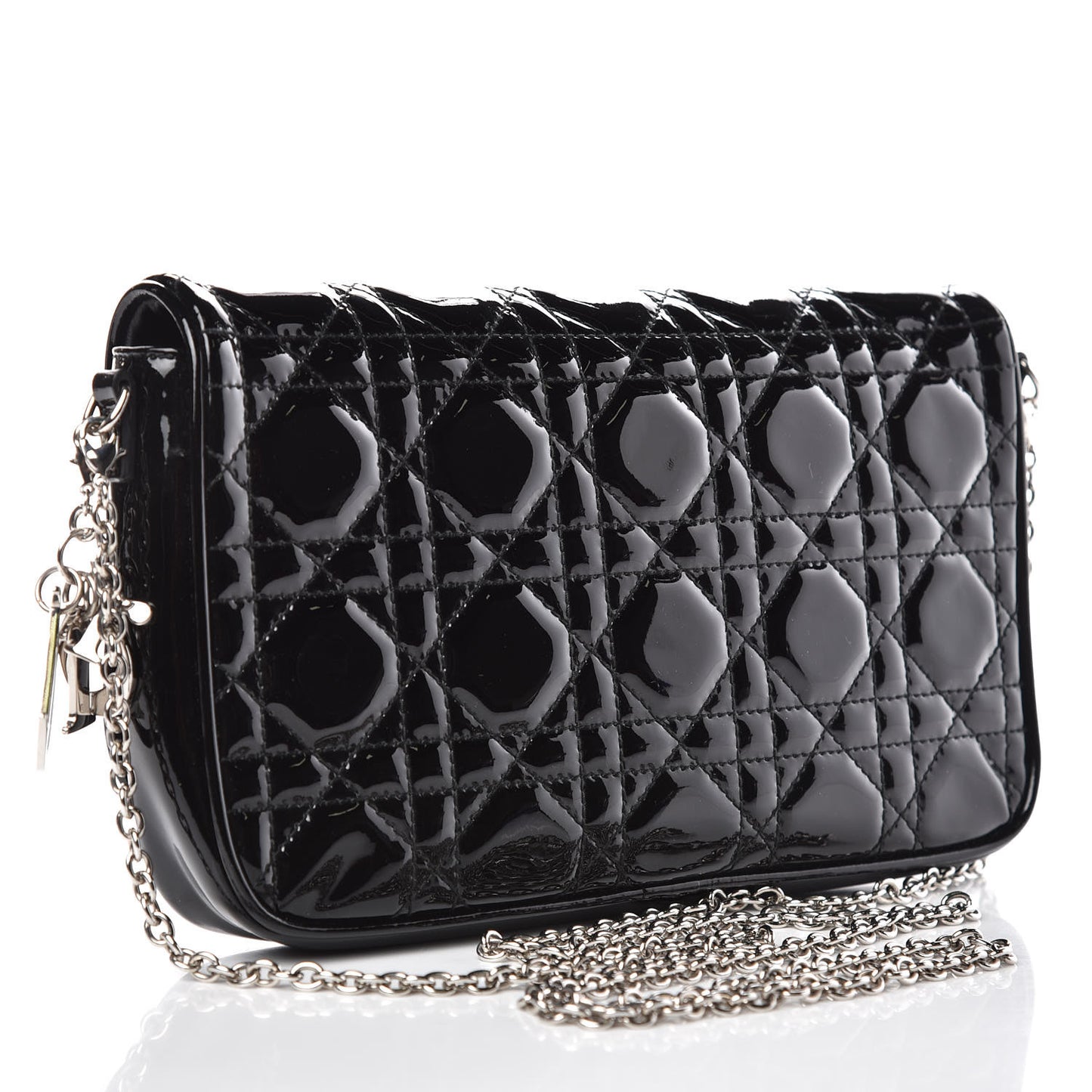 Patent Cannage Wallet on Chain Pouch Black