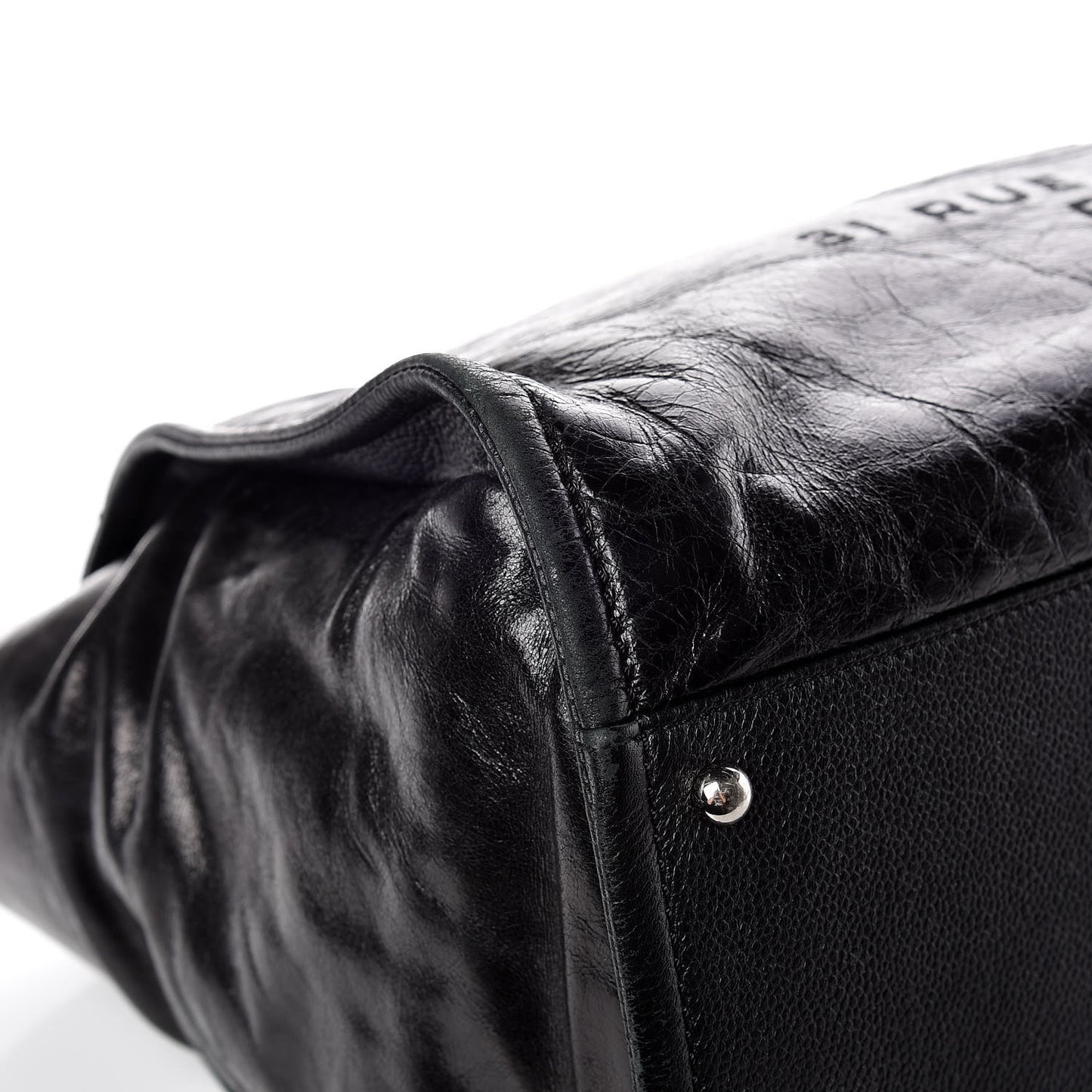 Glazed Calfskin Large Deauville Tote Black