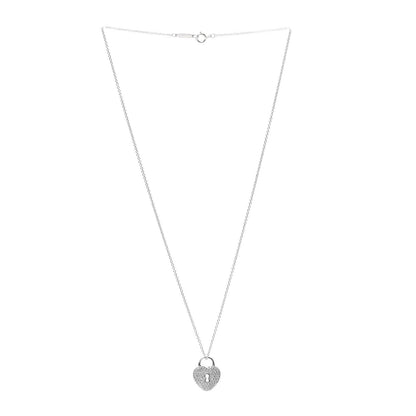 Tiffany Platinum Diamond Small Heart Lock Pendant Necklace 3 of 6