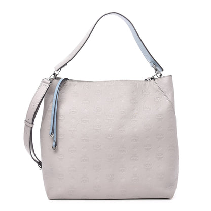 MCM Calfskin Ottomar Monogram Large Klara Hobo Dove 1 of 13