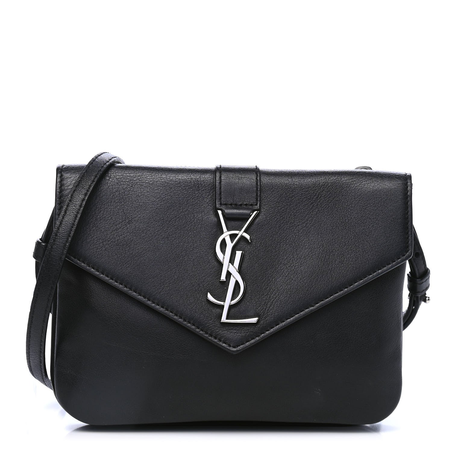 Saint Laurent Calfskin Monogram Tri Pocket Crossbody Bag Black 1 of 5