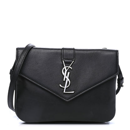 Saint Laurent Calfskin Monogram Tri Pocket Crossbody Bag Black 1 of 5