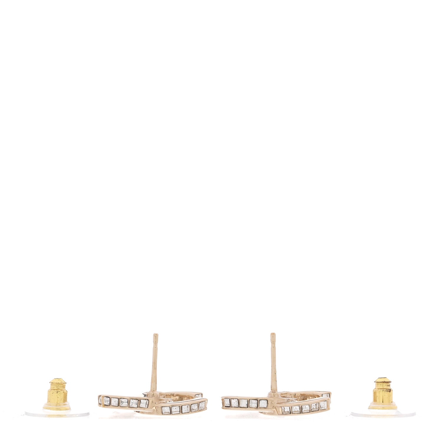 Chanel Metal Baguette Crystal CC Earrings Gold 3 of 5