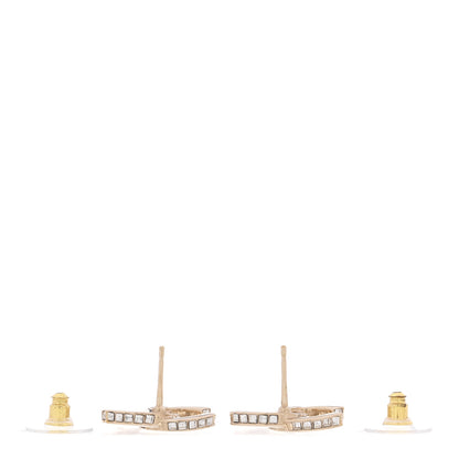 Chanel Metal Baguette Crystal CC Earrings Gold 3 of 5