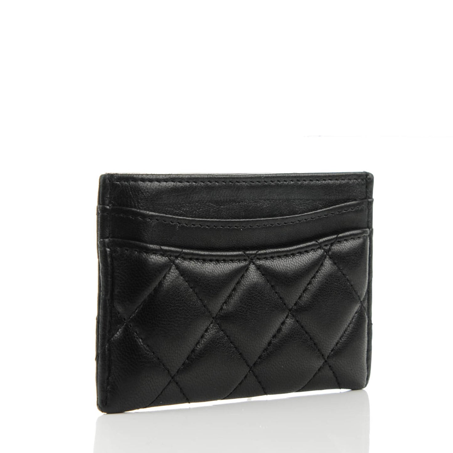 Lambskin Quilted Card Holder Black