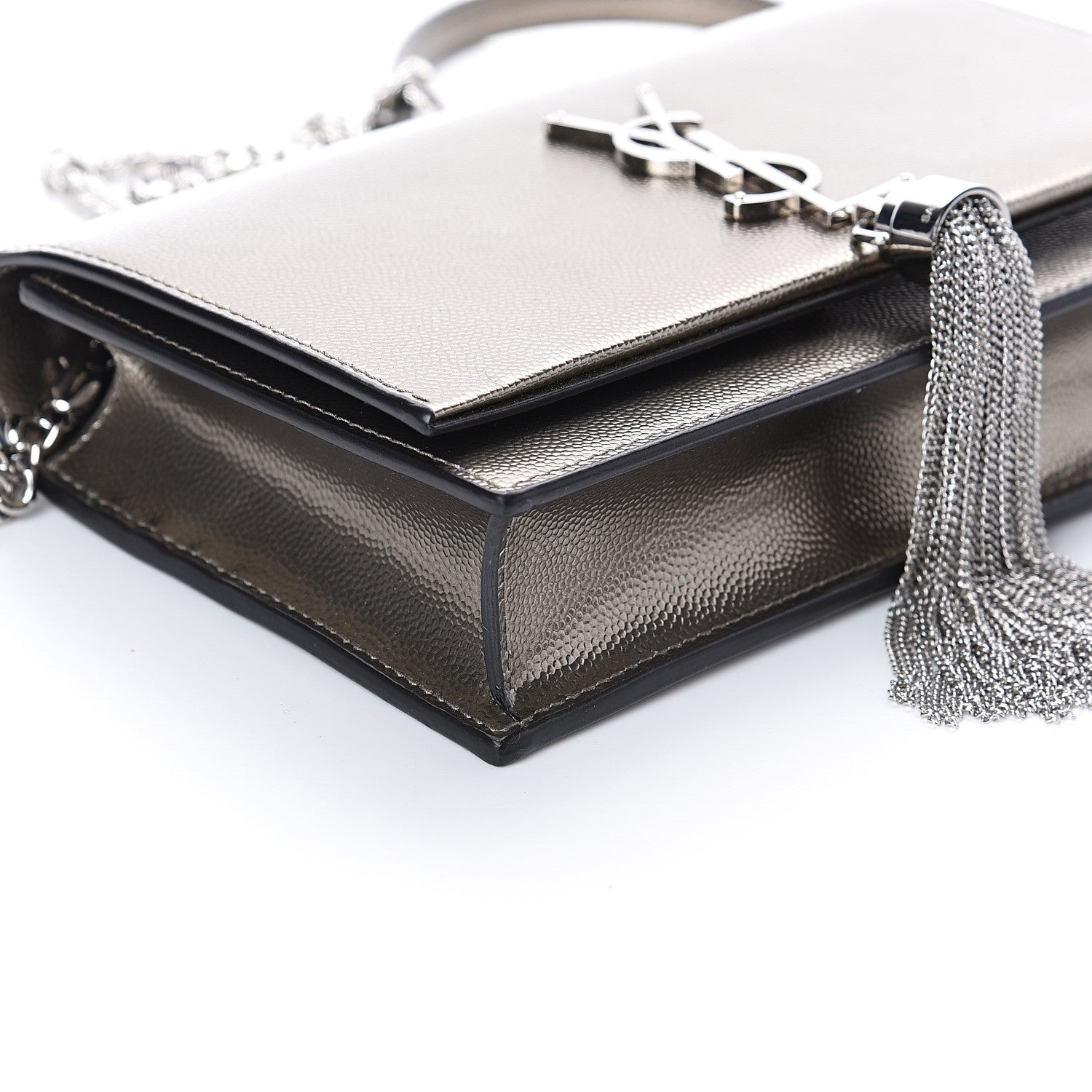 Saint Laurent Grain De Poudre Classic Monogram Kate Tassel Chain Wallet Piombo 6 of 7