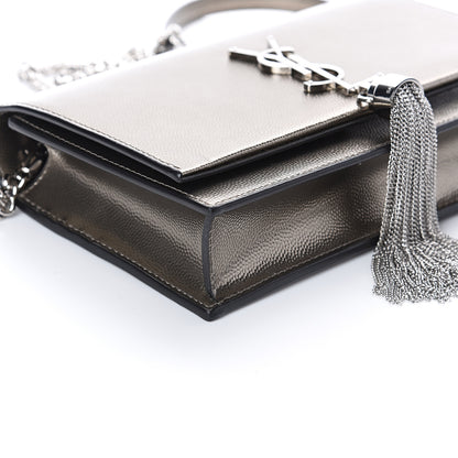 Saint Laurent Grain De Poudre Classic Monogram Kate Tassel Chain Wallet Piombo 6 of 7