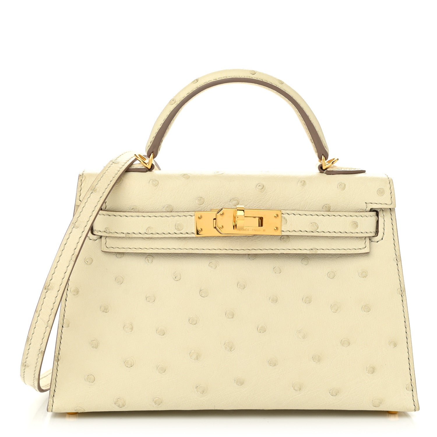 Hermes Ostrich Kelly Sellier Mini 20 Beton 1 of 11