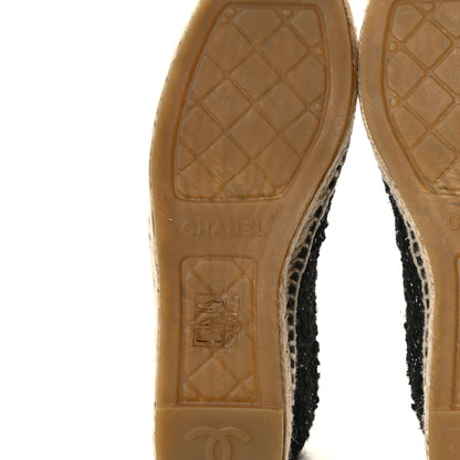 Chanel Metallic Lambskin Tweed CC Espadrilles 37 Black Silver 6 of 9