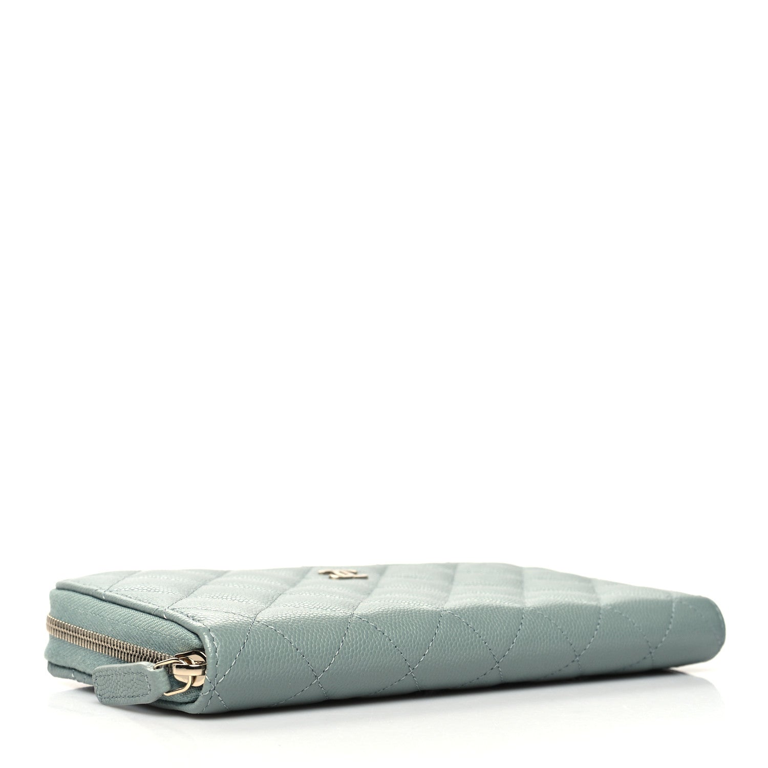 Chanel Caviar Quilted Large Gusset Zip Around Wallet Light Blue 4 of 10