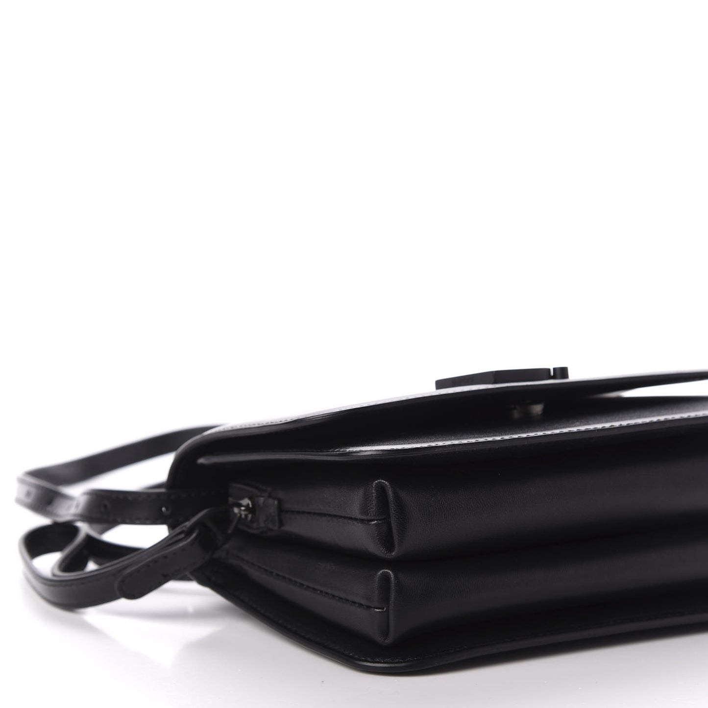 Shiny Box Calfskin Small B Bag Black