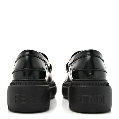 Fendi Vitello Abrasivato Fendigraphy 50mm Loafers 40.5 Black 5 of 9