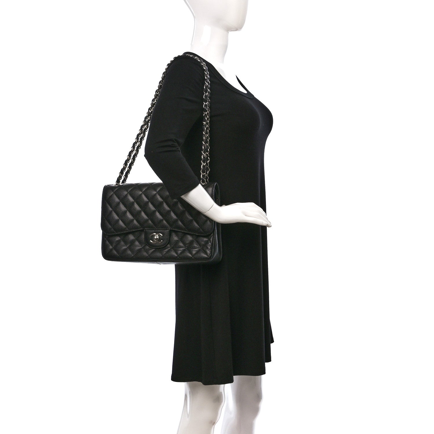 Chanel Caviar Quilted Jumbo Double Flap Black 2 of 13