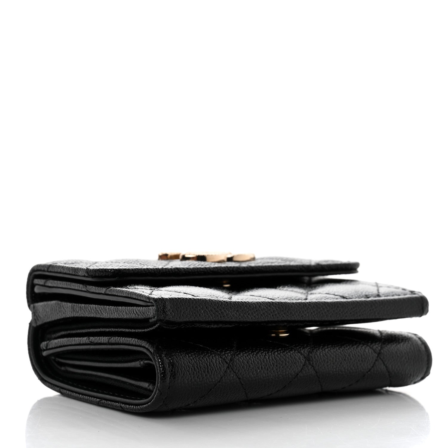 Chanel Caviar Quilted Studded CC Double Flap Wallet Black 4 of 14