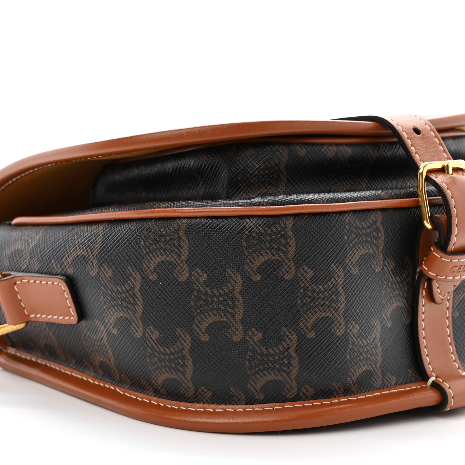 Celine Triomphe Canvas Medium Folco Bag Tan 8 of 9