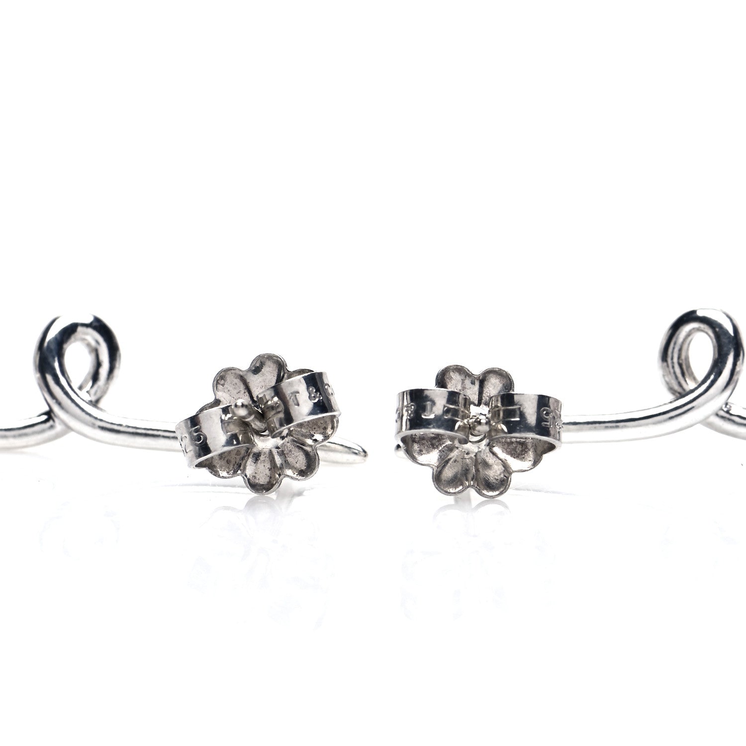 Tiffany Sterling Silver Rose Quartz Twirl Drop Earrings 3 of 4
