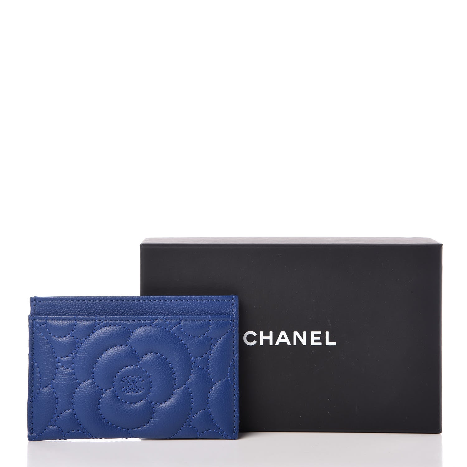 Chanel Caviar Camellia Quilted Card Holder Blue 8 of 8
