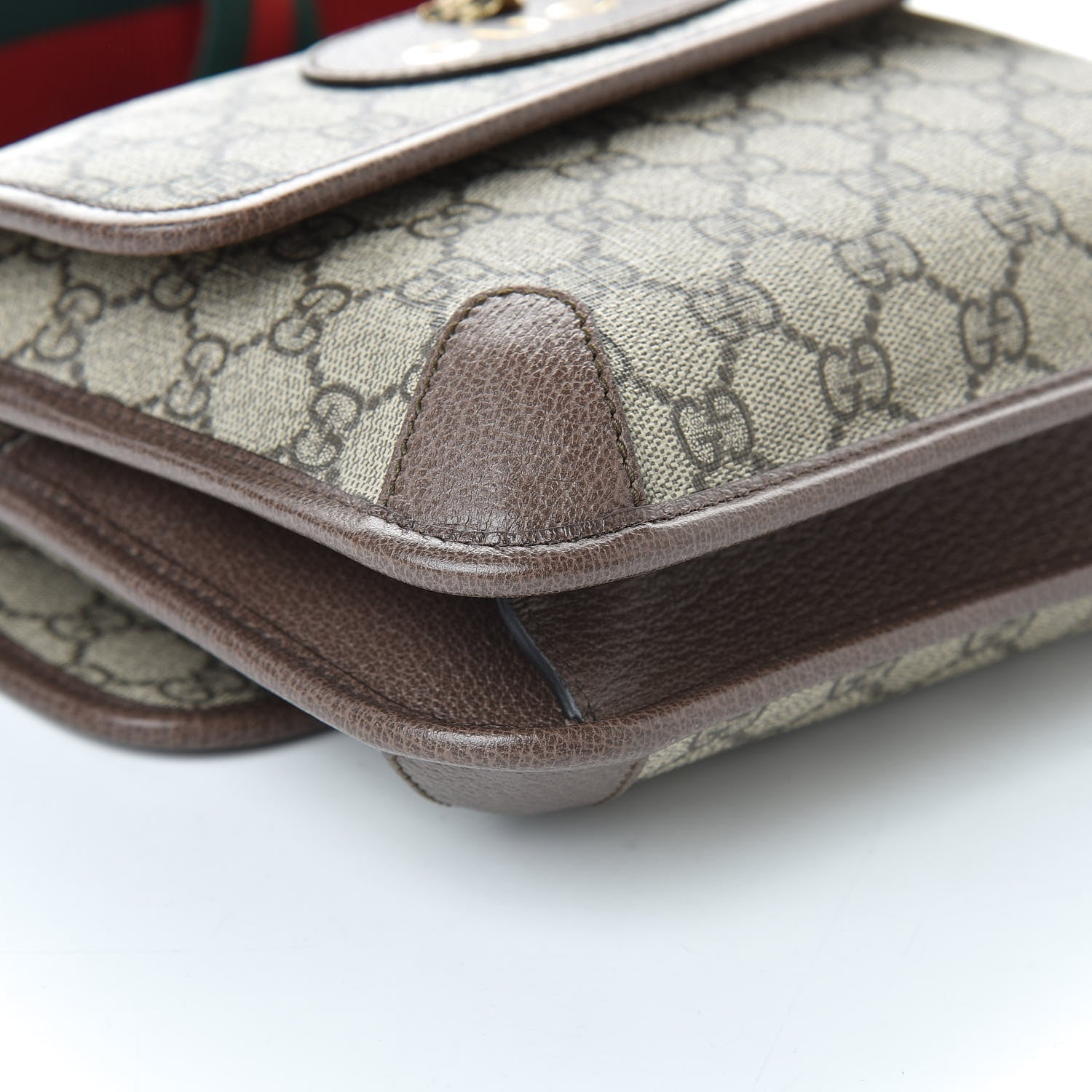 Gucci GG Supreme Monogram Web Small Neo Vintage Double Flap Messenger Bag Beige New Acero 11 of 12