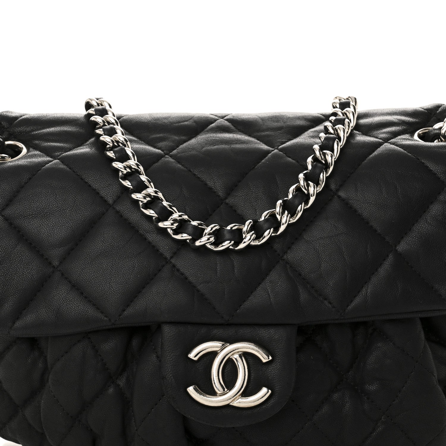 Chanel Washed Lambskin Quilted Medium Chain Around Messenger Black 8 of 13