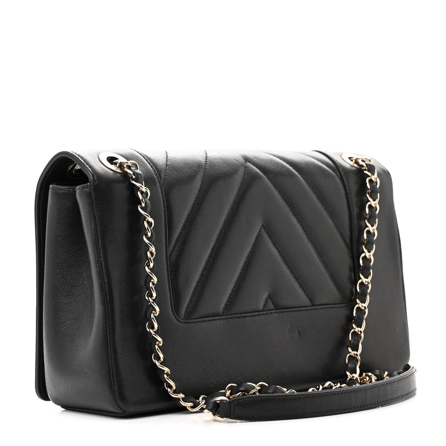 Sheepskin Chevron Quilted Vintage Mademoiselle Flap Black