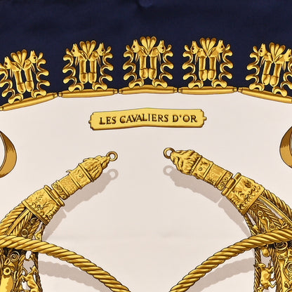 Hermes Silk Mousseline Les Cavaliers D'Or Scarf 90 3 of 5