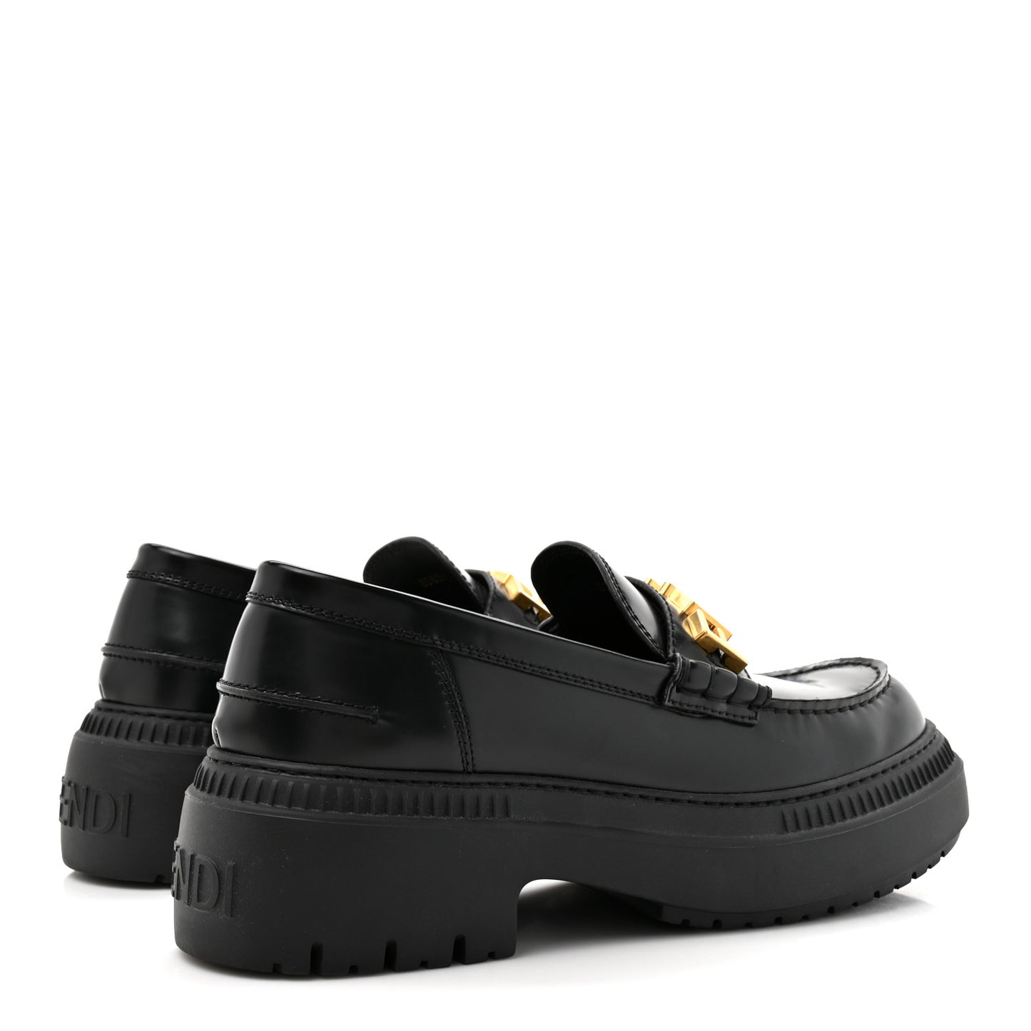 Vitello Abrasivato Fendigraphy 50mm Loafers 40.5 Black