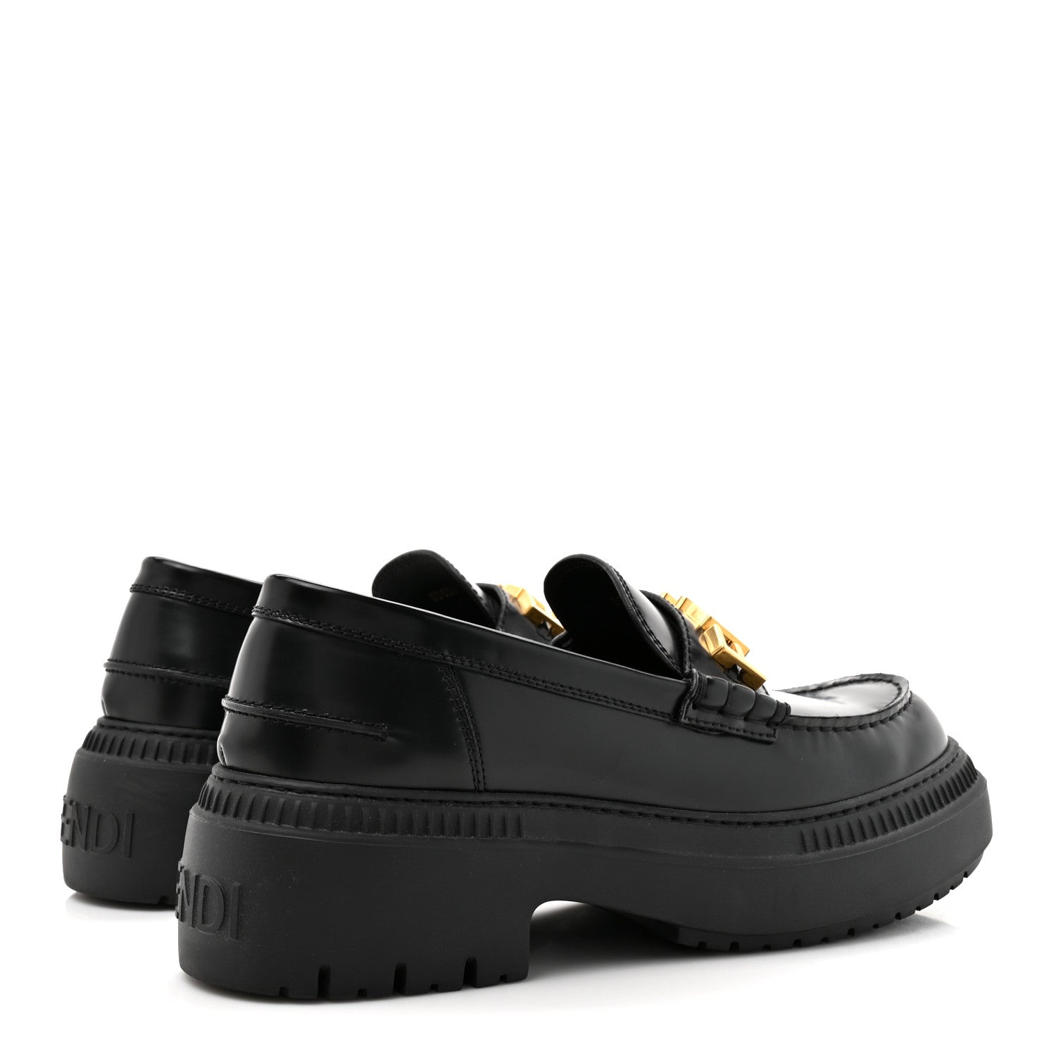 Fendi Vitello Abrasivato Fendigraphy 50mm Loafers 40.5 Black 6 of 9